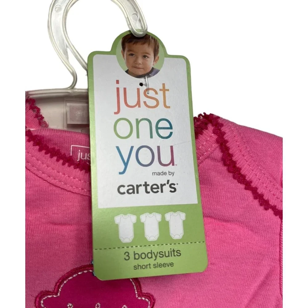 Carters Baby Girl 3-Pack Bodysuit 6-Month Short Sleeve Snap Close NWT